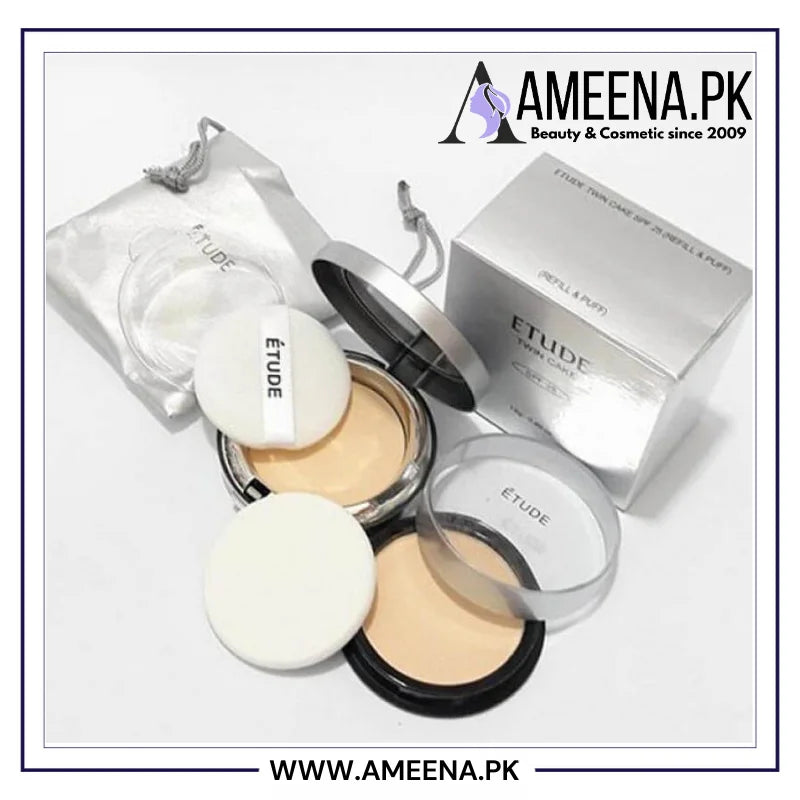 Etude Twin Cake Face Powder Foundation Base With Refill ETUDE