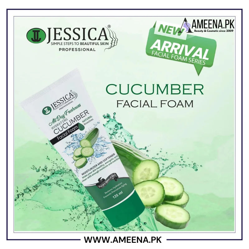 Jessica Cucumber Natural Bioactives Facial Foam Face Wash 125ml Jessica